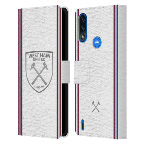West Ham United FC 2023/24 Crest Kit Away Leather Book Wallet Case Cover For Motorola Moto E7 Power / Moto E7i Power