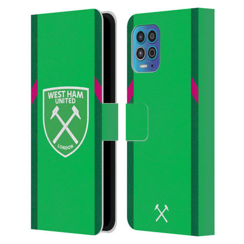 West Ham United FC 2023/24 Crest Kit Home Goalkeeper Leather Book Wallet Case Cover For Motorola Moto G100