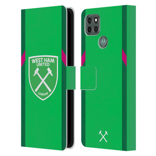 West Ham United FC 2023/24 Crest Kit Home Goalkeeper Leather Book Wallet Case Cover For Motorola Moto G9 Power