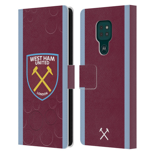 West Ham United FC 2023/24 Crest Kit Home Leather Book Wallet Case Cover For Motorola Moto G9 Play