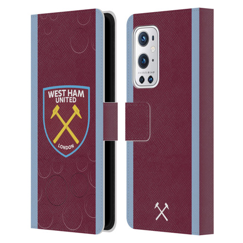 West Ham United FC 2023/24 Crest Kit Home Leather Book Wallet Case Cover For OnePlus 9 Pro