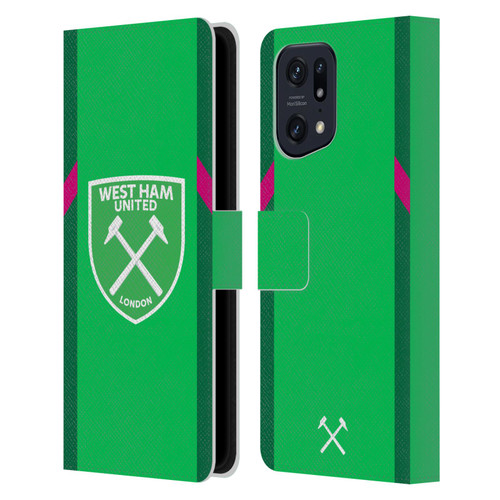 West Ham United FC 2023/24 Crest Kit Home Goalkeeper Leather Book Wallet Case Cover For OPPO Find X5