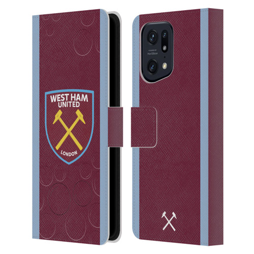 West Ham United FC 2023/24 Crest Kit Home Leather Book Wallet Case Cover For OPPO Find X5 Pro