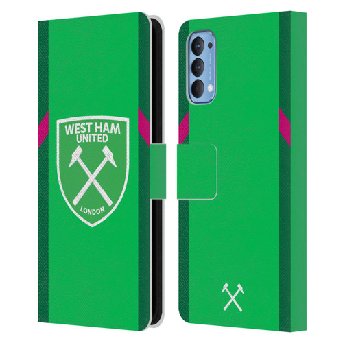 West Ham United FC 2023/24 Crest Kit Home Goalkeeper Leather Book Wallet Case Cover For OPPO Reno 4 5G