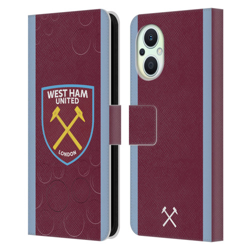 West Ham United FC 2023/24 Crest Kit Home Leather Book Wallet Case Cover For OPPO Reno8 Lite