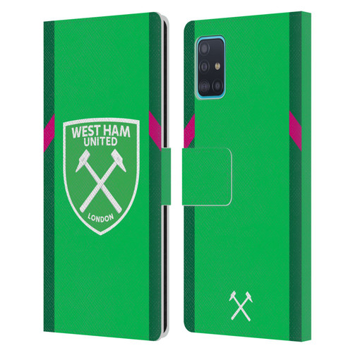 West Ham United FC 2023/24 Crest Kit Home Goalkeeper Leather Book Wallet Case Cover For Samsung Galaxy A51 (2019)