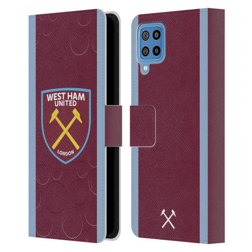 West Ham United FC 2023/24 Crest Kit Home Leather Book Wallet Case Cover For Samsung Galaxy F22 (2021)