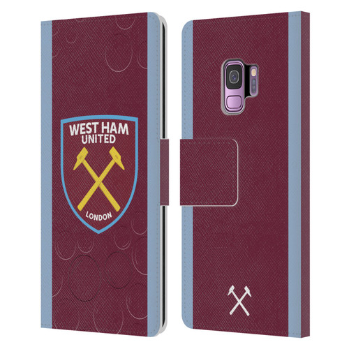West Ham United FC 2023/24 Crest Kit Home Leather Book Wallet Case Cover For Samsung Galaxy S9
