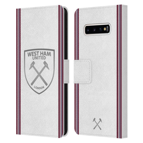 West Ham United FC 2023/24 Crest Kit Away Leather Book Wallet Case Cover For Samsung Galaxy S10+ / S10 Plus