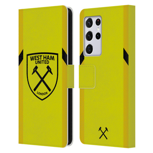 West Ham United FC 2023/24 Crest Kit Away Goalkeeper Leather Book Wallet Case Cover For Samsung Galaxy S21 Ultra 5G