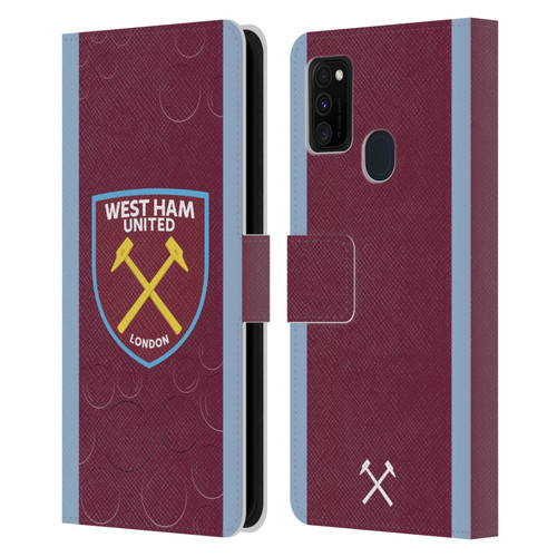 West Ham United FC 2023/24 Crest Kit Home Leather Book Wallet Case Cover For Samsung Galaxy M30s (2019)/M21 (2020)