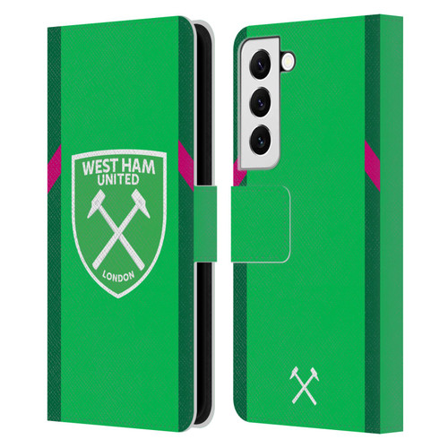 West Ham United FC 2023/24 Crest Kit Home Goalkeeper Leather Book Wallet Case Cover For Samsung Galaxy S22 5G