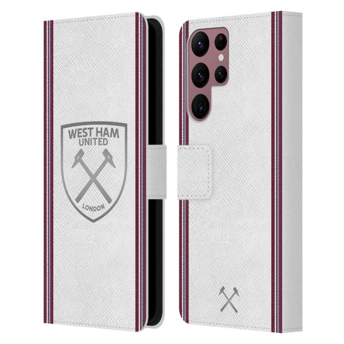 West Ham United FC 2023/24 Crest Kit Away Leather Book Wallet Case Cover For Samsung Galaxy S22 Ultra 5G