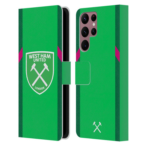 West Ham United FC 2023/24 Crest Kit Home Goalkeeper Leather Book Wallet Case Cover For Samsung Galaxy S22 Ultra 5G