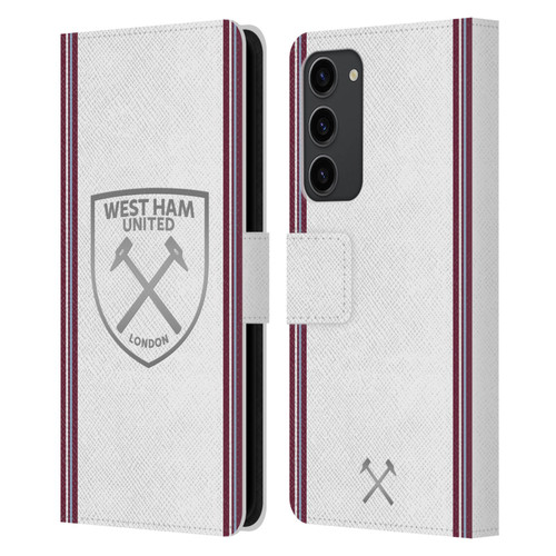 West Ham United FC 2023/24 Crest Kit Away Leather Book Wallet Case Cover For Samsung Galaxy S23+ 5G