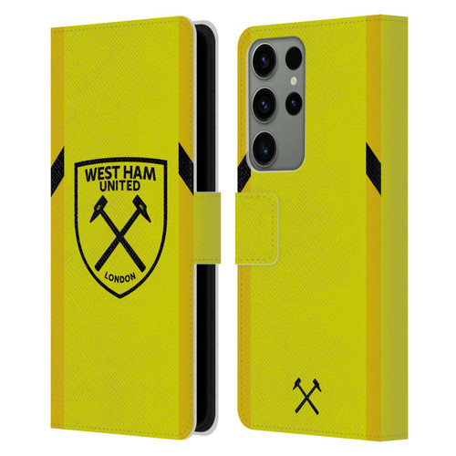 West Ham United FC 2023/24 Crest Kit Away Goalkeeper Leather Book Wallet Case Cover For Samsung Galaxy S23 Ultra 5G