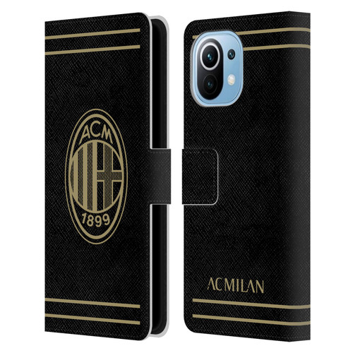AC Milan Crest Black And Gold Leather Book Wallet Case Cover For Xiaomi Mi 11