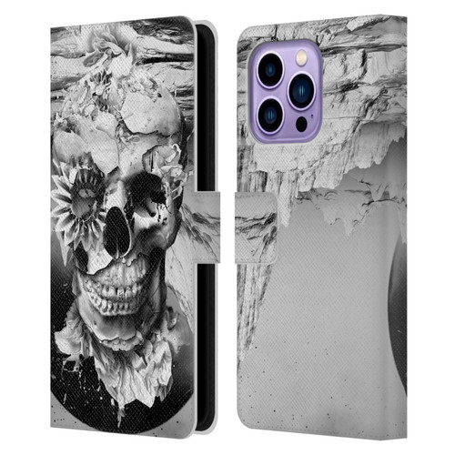 Riza Peker Skulls 6 Black And White 2 Leather Book Wallet Case Cover For Apple iPhone 14 Pro Max
