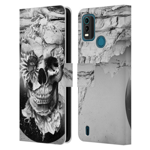 Riza Peker Skulls 6 Black And White 2 Leather Book Wallet Case Cover For Nokia G11 Plus
