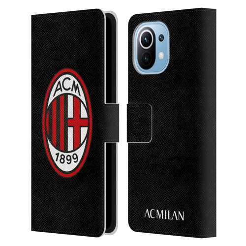 AC Milan Crest Full Colour Black Leather Book Wallet Case Cover For Xiaomi Mi 11