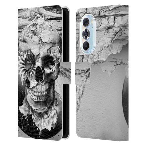 Riza Peker Skulls 6 Black And White 2 Leather Book Wallet Case Cover For Motorola Edge X30