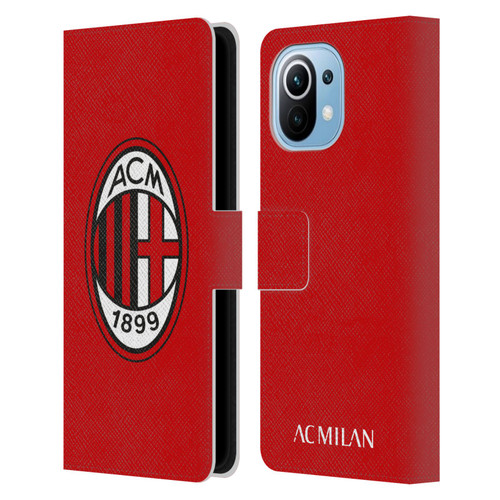AC Milan Crest Full Colour Red Leather Book Wallet Case Cover For Xiaomi Mi 11