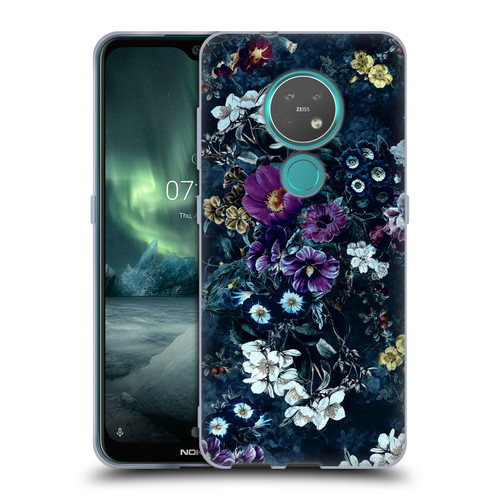 Riza Peker Night Floral Purple Flowers Soft Gel Case for Nokia 6.2 / 7.2