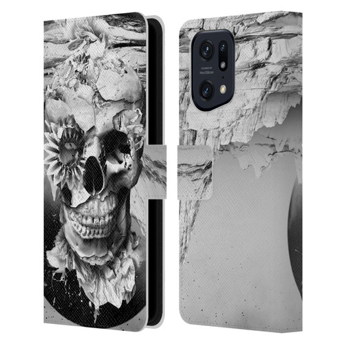 Riza Peker Skulls 6 Black And White 2 Leather Book Wallet Case Cover For OPPO Find X5 Pro