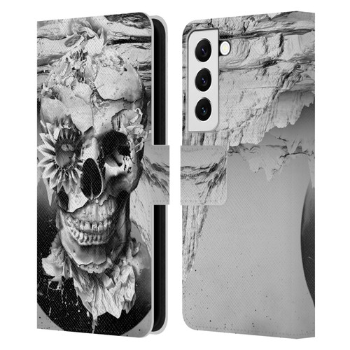 Riza Peker Skulls 6 Black And White 2 Leather Book Wallet Case Cover For Samsung Galaxy S22 5G