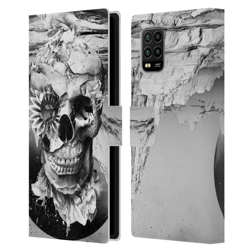 Riza Peker Skulls 6 Black And White 2 Leather Book Wallet Case Cover For Xiaomi Mi 10 Lite 5G