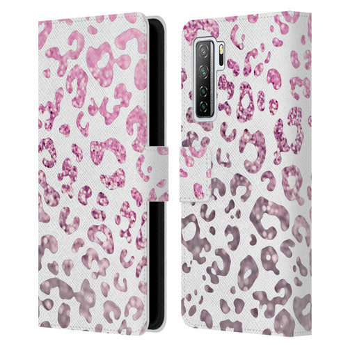 Monika Strigel Animal Print Glitter Pink Leather Book Wallet Case Cover For Huawei Nova 7 SE/P40 Lite 5G