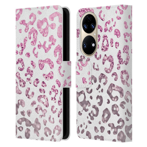 Monika Strigel Animal Print Glitter Pink Leather Book Wallet Case Cover For Huawei P50