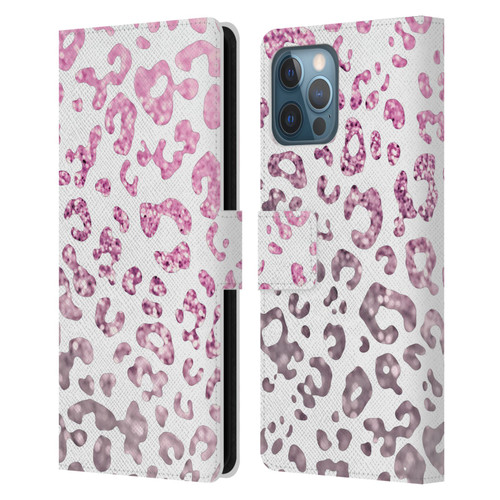 Monika Strigel Animal Print Glitter Pink Leather Book Wallet Case Cover For Apple iPhone 12 Pro Max