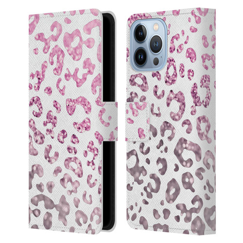 Monika Strigel Animal Print Glitter Pink Leather Book Wallet Case Cover For Apple iPhone 13 Pro Max