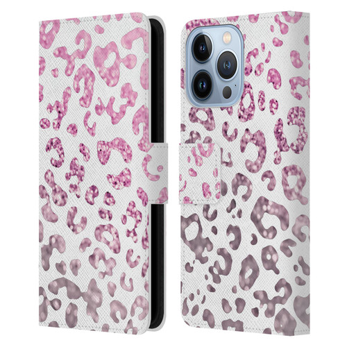 Monika Strigel Animal Print Glitter Pink Leather Book Wallet Case Cover For Apple iPhone 13 Pro