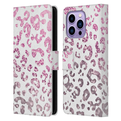 Monika Strigel Animal Print Glitter Pink Leather Book Wallet Case Cover For Apple iPhone 14 Pro Max