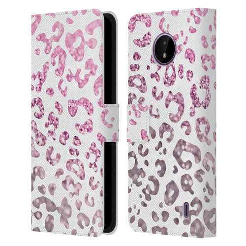 Monika Strigel Animal Print Glitter Pink Leather Book Wallet Case Cover For Nokia C10 / C20