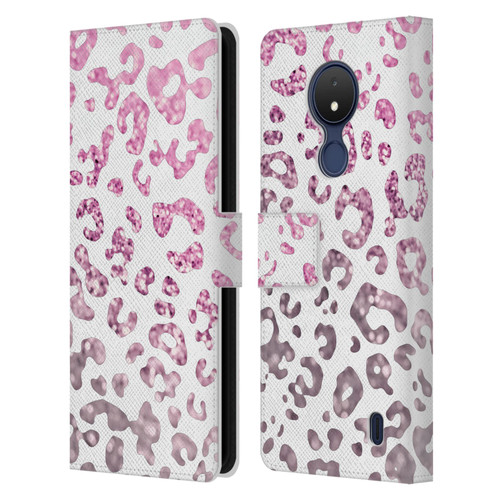 Monika Strigel Animal Print Glitter Pink Leather Book Wallet Case Cover For Nokia C21