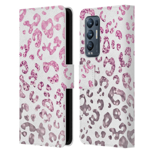 Monika Strigel Animal Print Glitter Pink Leather Book Wallet Case Cover For OPPO Find X3 Neo / Reno5 Pro+ 5G