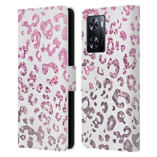 Monika Strigel Animal Print Glitter Pink Leather Book Wallet Case Cover For OPPO A57s