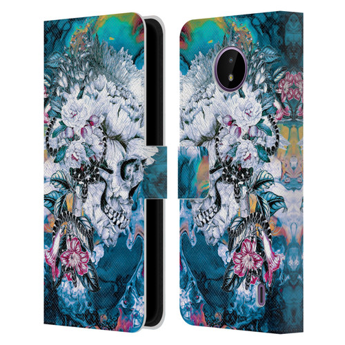 Riza Peker Skulls 9 Memento Mori Leather Book Wallet Case Cover For Nokia C10 / C20