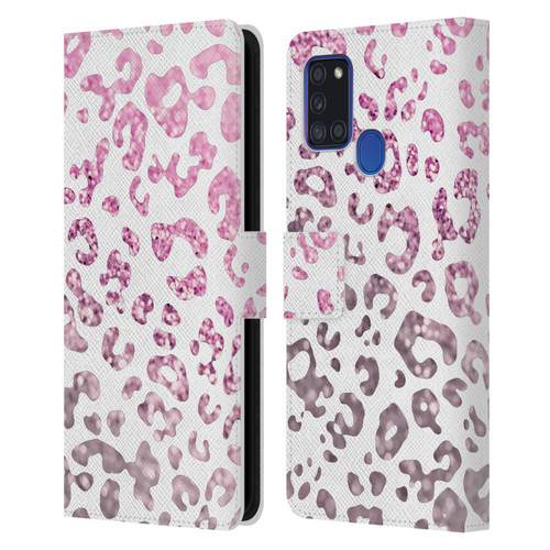 Monika Strigel Animal Print Glitter Pink Leather Book Wallet Case Cover For Samsung Galaxy A21s (2020)