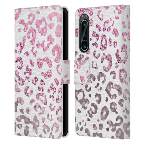 Monika Strigel Animal Print Glitter Pink Leather Book Wallet Case Cover For Sony Xperia 5 IV