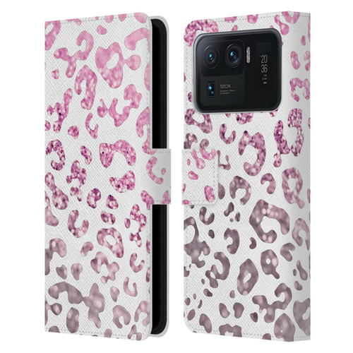 Monika Strigel Animal Print Glitter Pink Leather Book Wallet Case Cover For Xiaomi Mi 11 Ultra