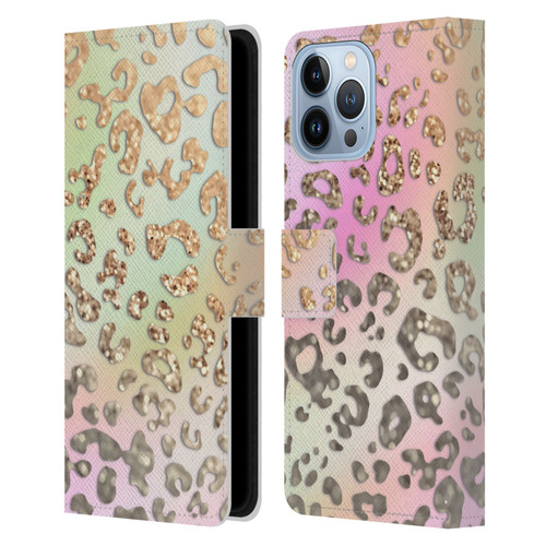 Monika Strigel Dreamland Gold Leopard Leather Book Wallet Case Cover For Apple iPhone 13 Pro Max