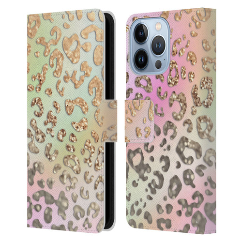 Monika Strigel Dreamland Gold Leopard Leather Book Wallet Case Cover For Apple iPhone 13 Pro