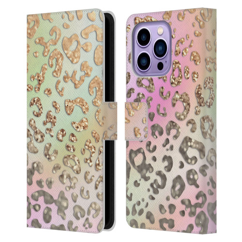 Monika Strigel Dreamland Gold Leopard Leather Book Wallet Case Cover For Apple iPhone 14 Pro Max