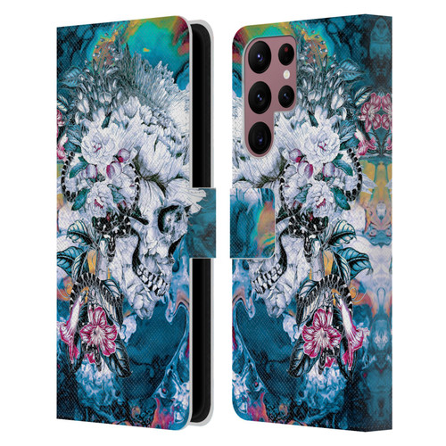Riza Peker Skulls 9 Memento Mori Leather Book Wallet Case Cover For Samsung Galaxy S22 Ultra 5G