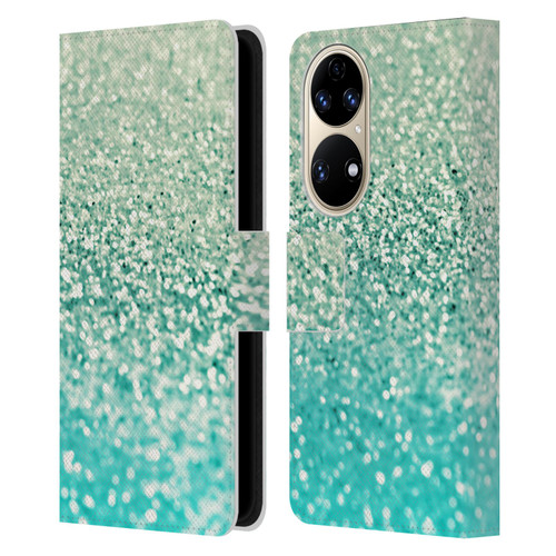 Monika Strigel Glitter Collection Mint Leather Book Wallet Case Cover For Huawei P50