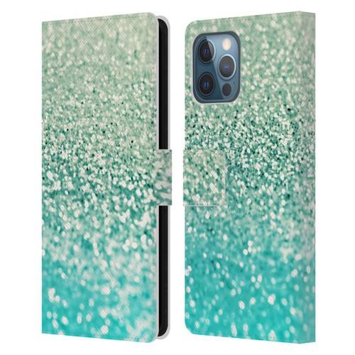 Monika Strigel Glitter Collection Mint Leather Book Wallet Case Cover For Apple iPhone 12 Pro Max